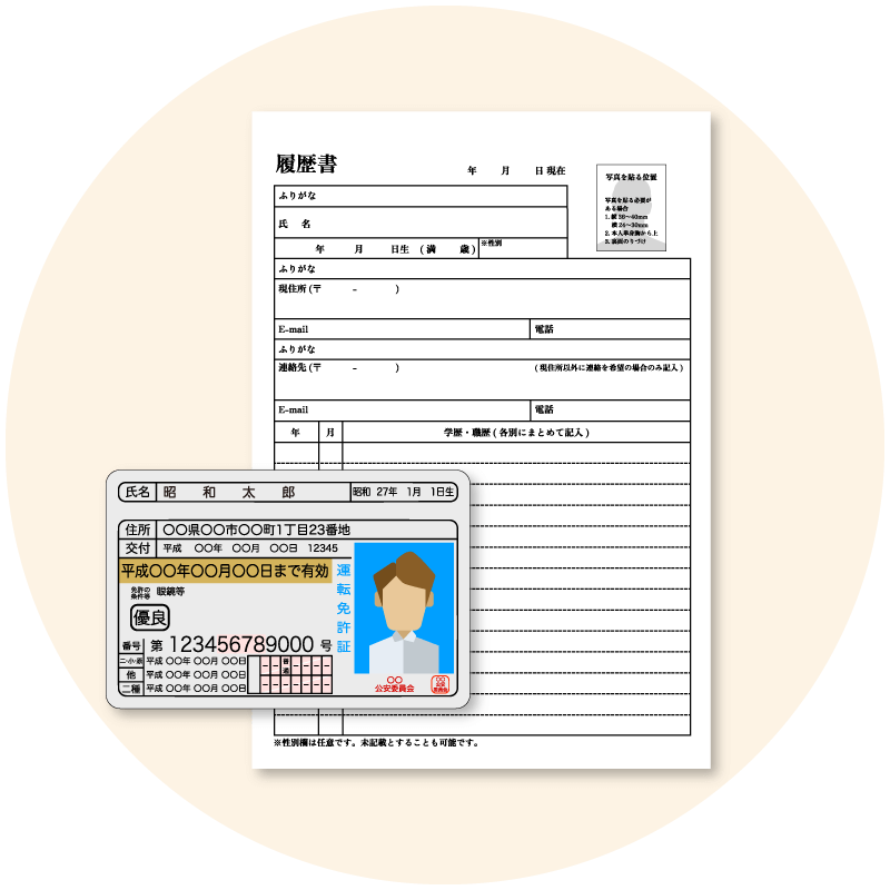 履歴書と免許証